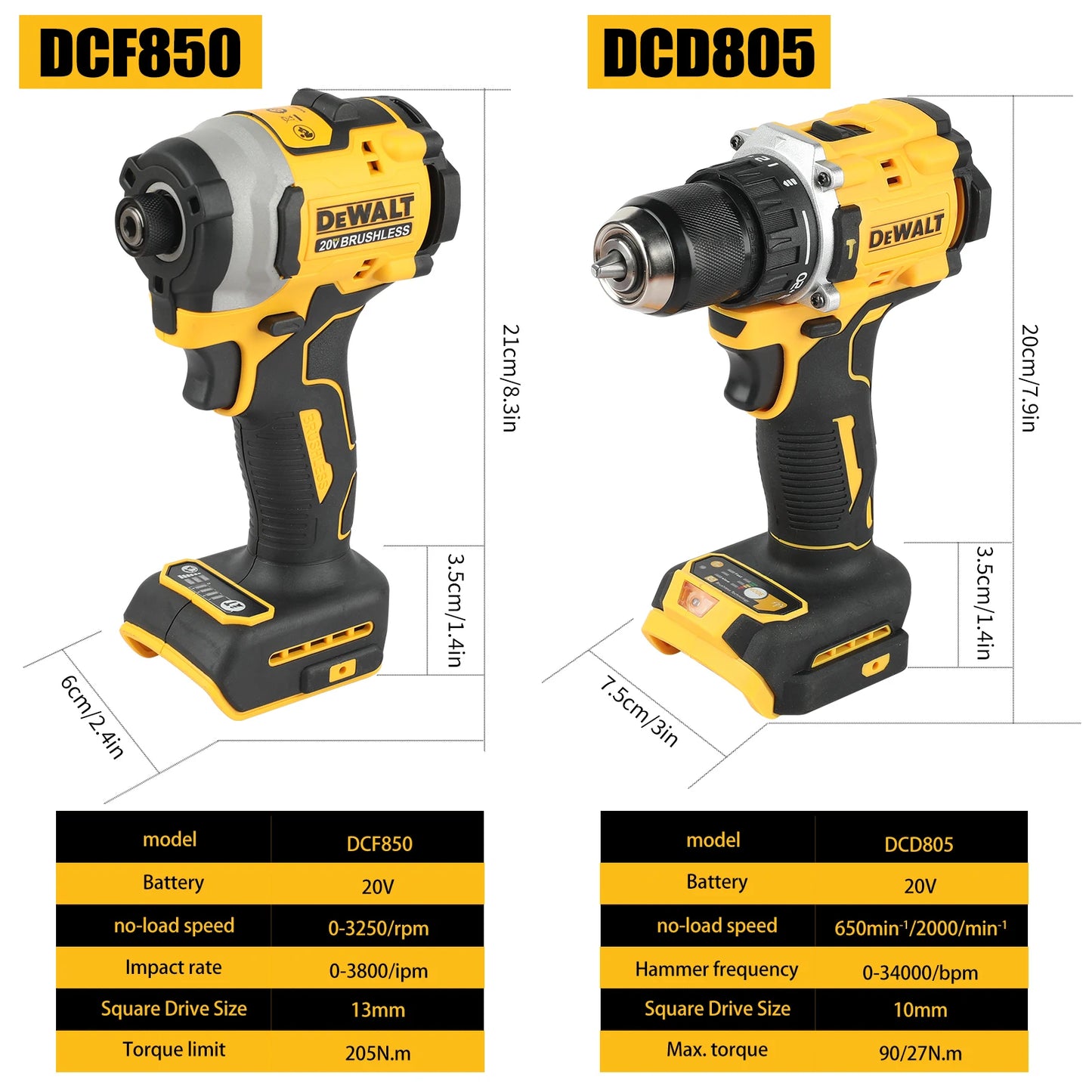 DeWalt Brushless Electric Drill/Screwdriver Combo (DCF805/DCD850):