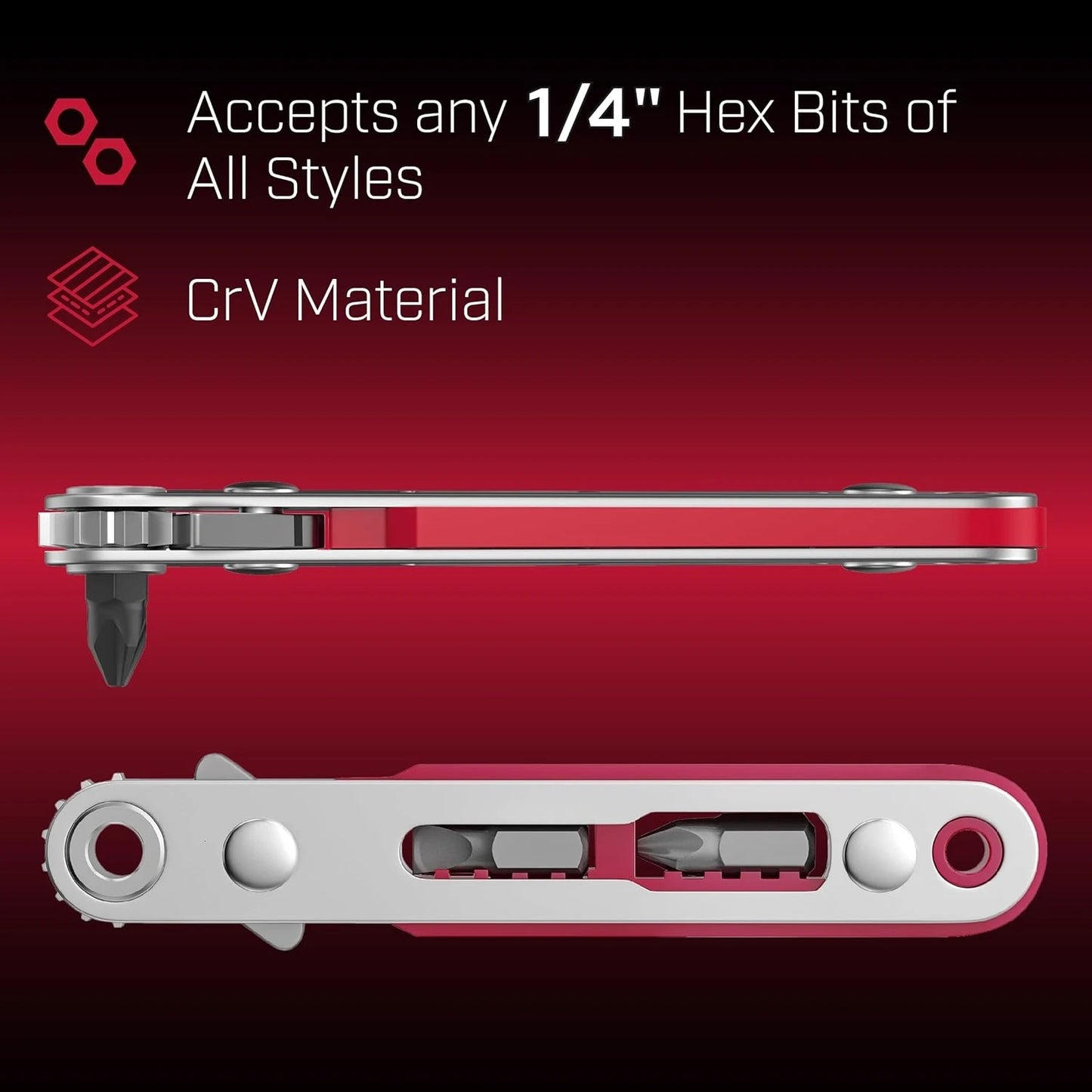 Red Elbow Bidirectional Ratchet Screwdriver: