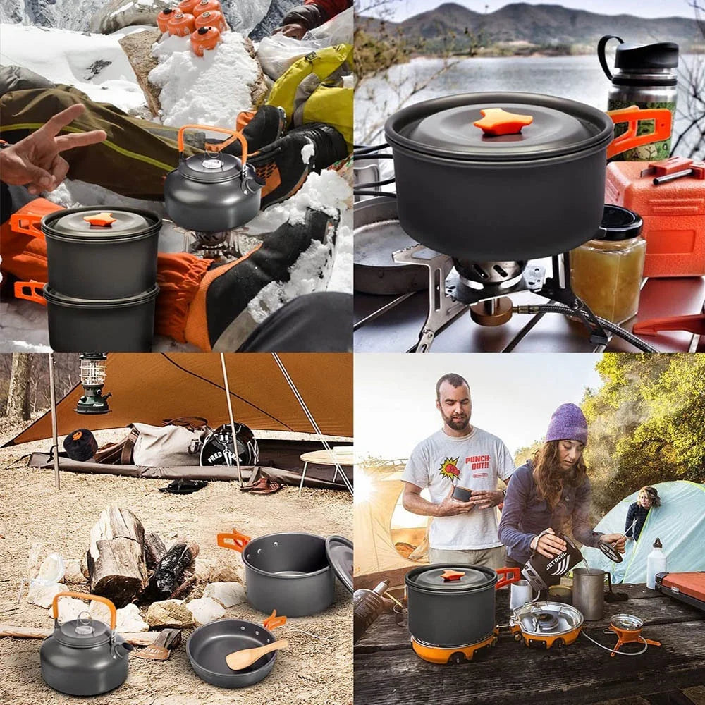 camping cookware set suitable for 2–3 people,