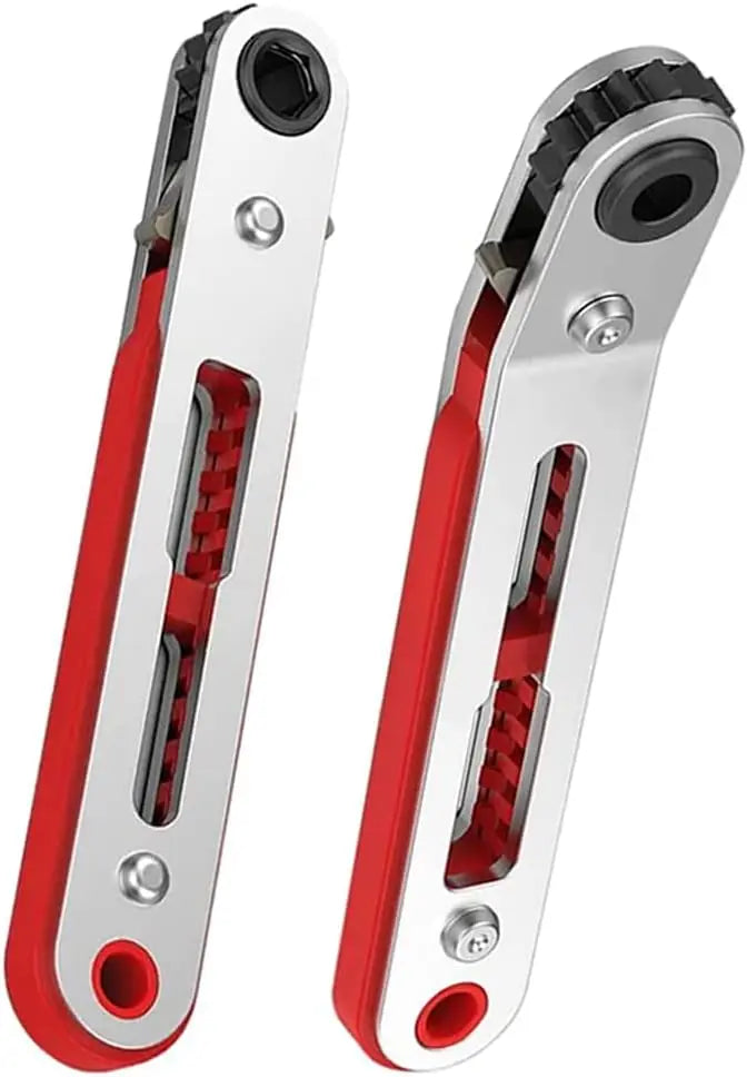 Mini Ratchet Wrench Screwdriver – 1/4 Inch Hex Bit Drive, Reversible Elbow & Flat Head Handle