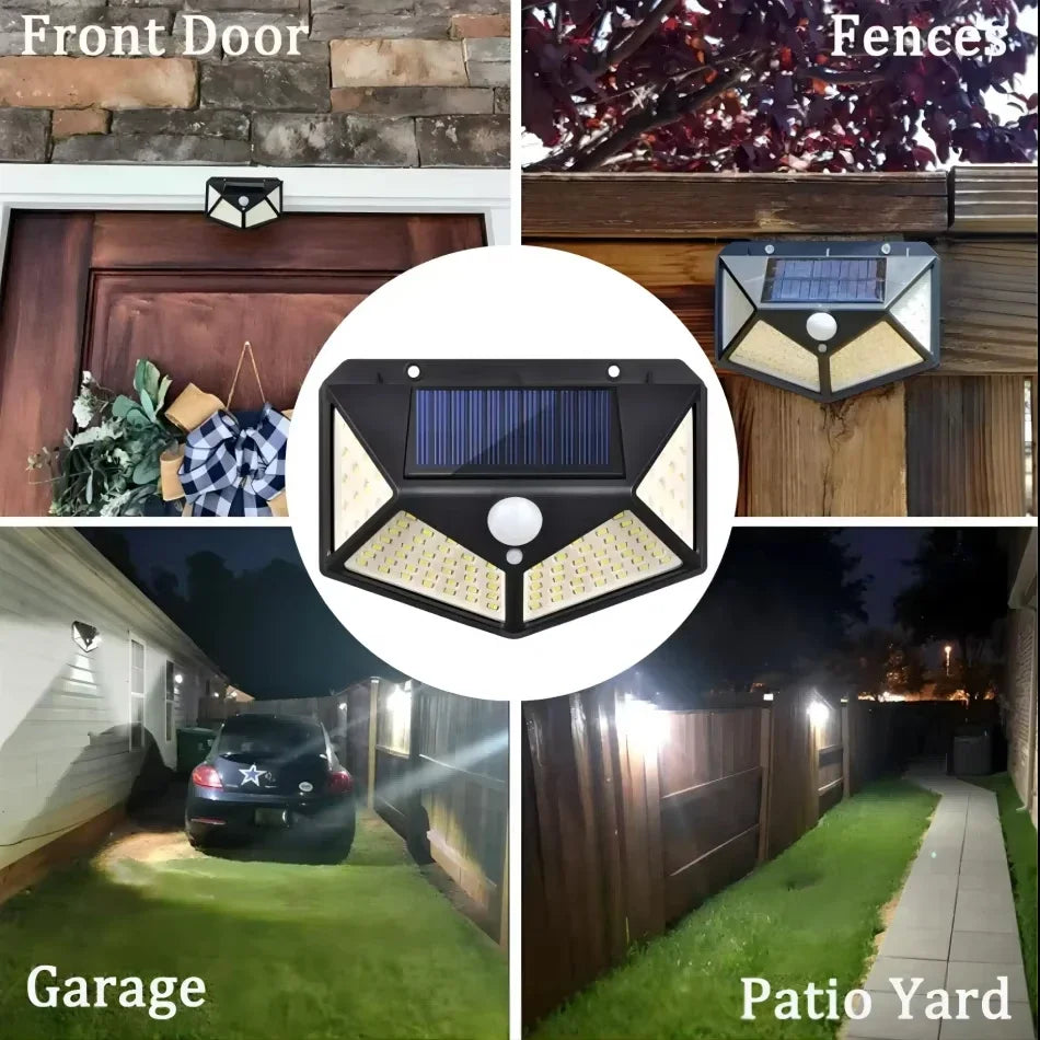 1-6 Pcs Solar LED Outdoor Lights 100 LED Garden Wall Lights