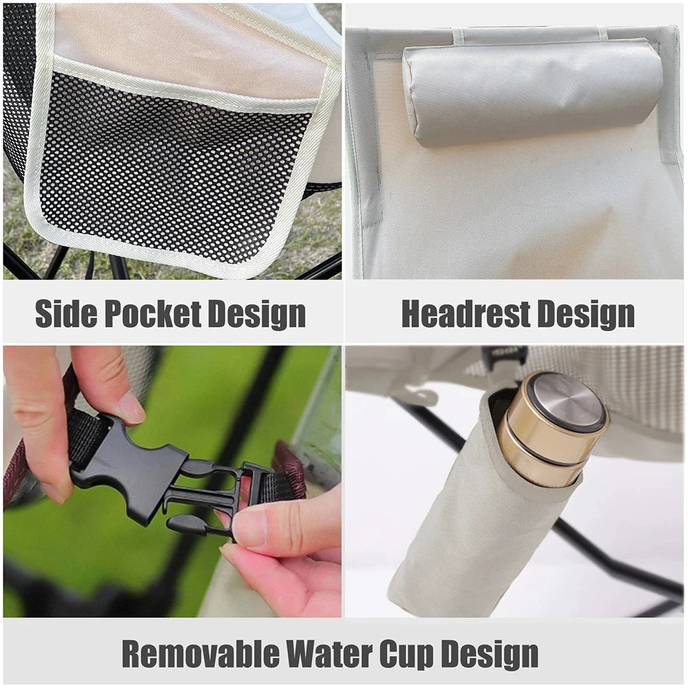 WESTTUNE Portable Folding Camping Chair with a headrest and aluminum alloy frame