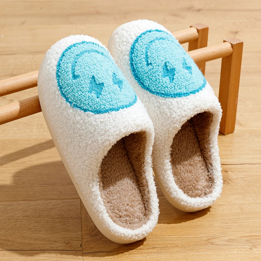 Clearance_Women Super Cute Lightning Smile Face Slippers House Funny Ladies Casual Footwear Winter Shoes Fluffy Slides for Home_