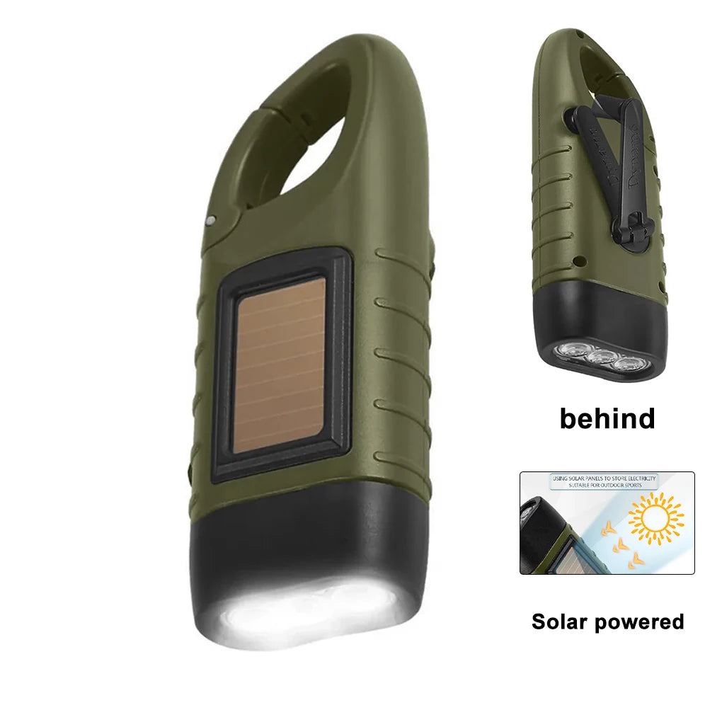 LED Hand Crank Solar Powered Flashlight: