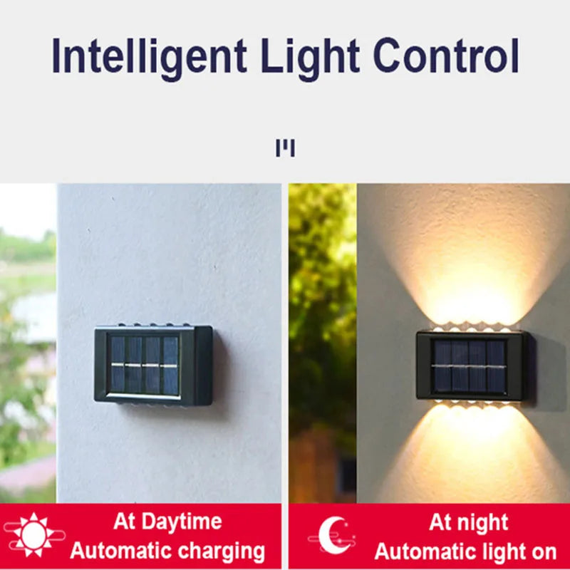 LED Solar Wall Lamp – Outdoor Waterproof Up & Down Lighting