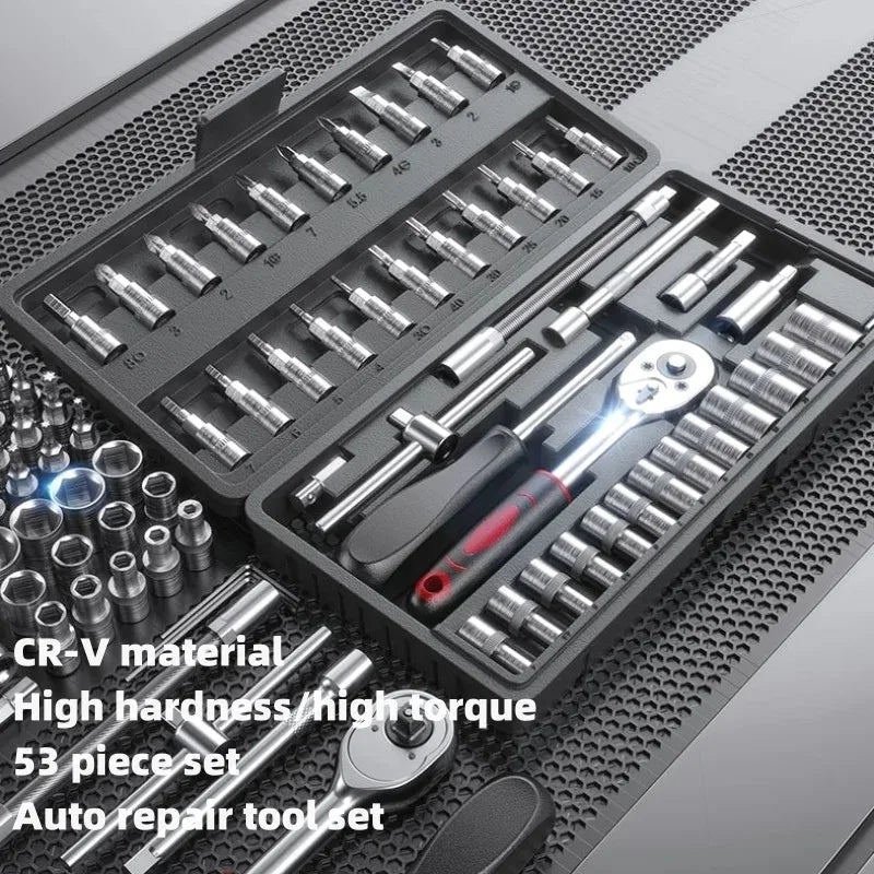 Car Repair Tool Kit – 46/53 Piece Socket & Ratchet Set