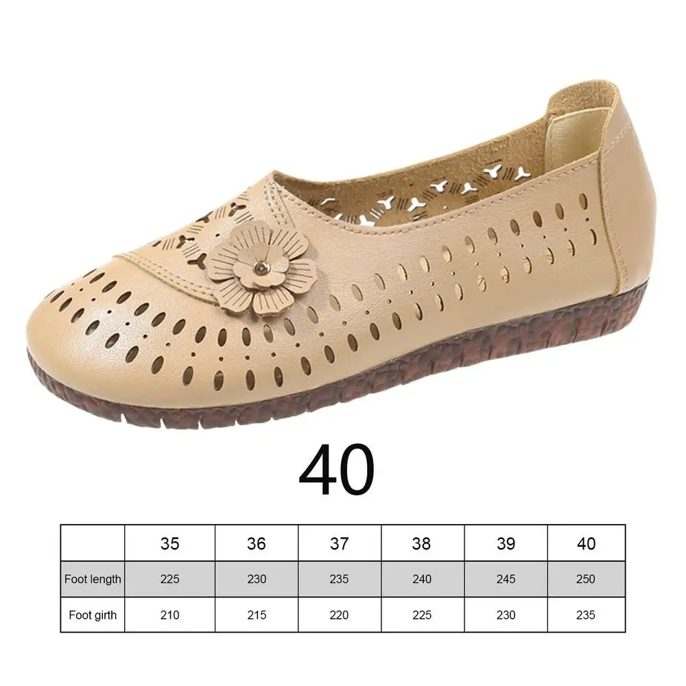 Women's Leather Shoes Flats Comfortable Casual Walking Shoes Soft Flat Bottom Loafers Leisure Slip-on Corrective Breathable